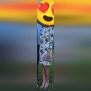 Floral And Butterfly Long Sleeve Midi Dress